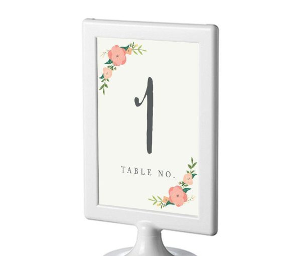 Boho Floral Roses Framed Double-Sided DIY Table Numbers Cheap