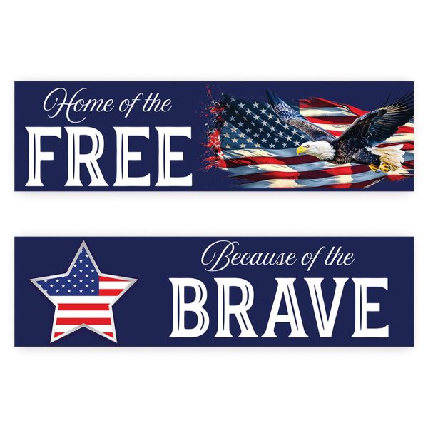 4th of July Decorations: Indoor & Outdoor Patriotic Banners, Set of 2 Supply