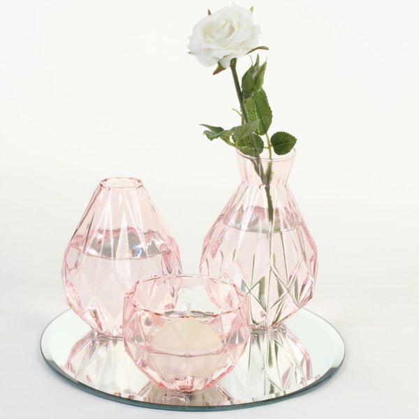 Bud Vase Centerpiece with Round Bevel Mirror For Cheap - Image 4