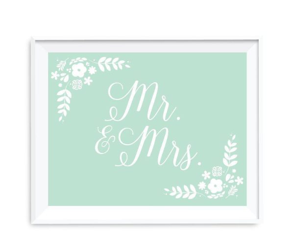 Floral Mint Green Wedding Party Signs Discount