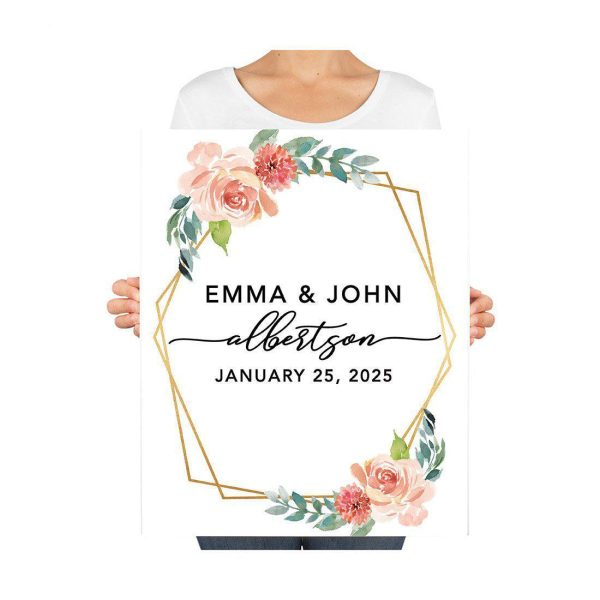 Custom Floral Canvas Wedding Guestbook Welcome Signs Supply - Image 4
