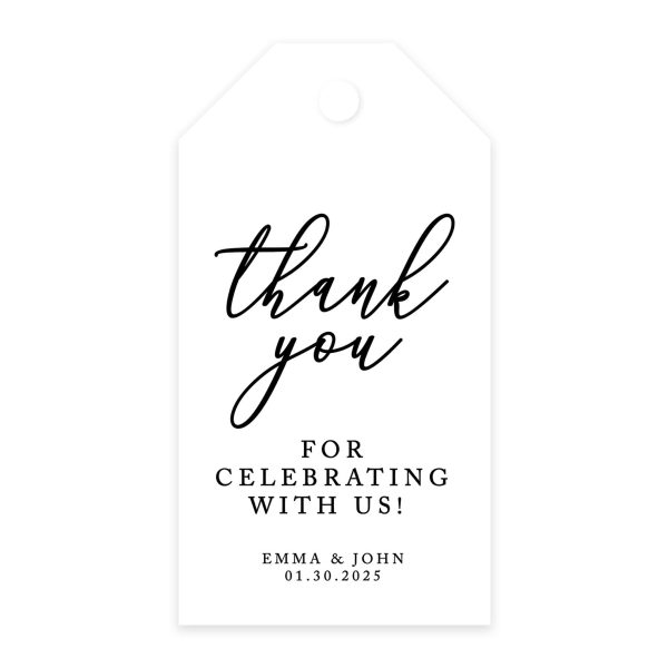 Custom Thank You for Celebrating with Us Wedding Favor Tags with Bakers Twine, 2 x 3.75-Inches Online