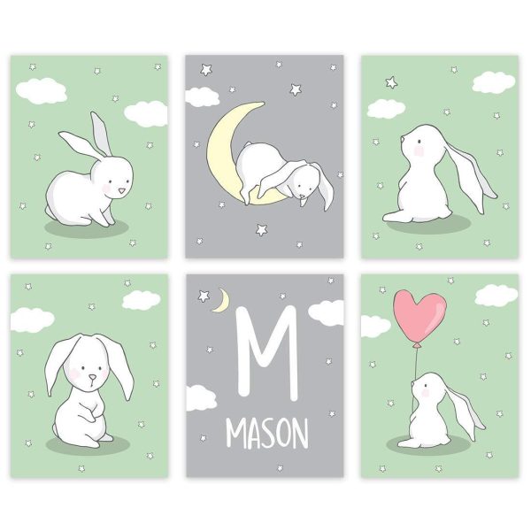 Personalized Bunny Rabbit Nursery Room Hanging Wall Art Online