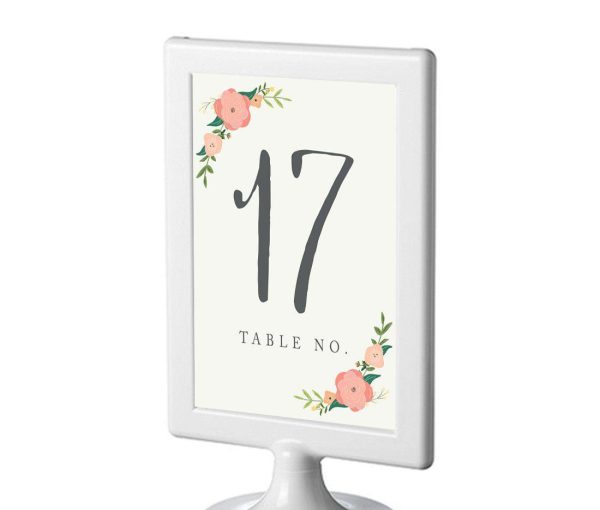 Boho Floral Roses Framed Double-Sided DIY Table Numbers Cheap - Image 3