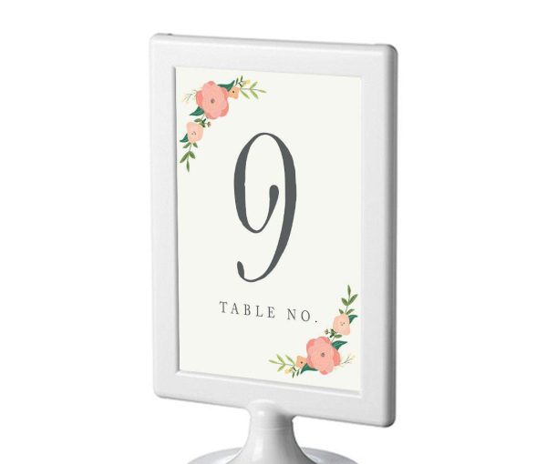 Boho Floral Roses Framed Double-Sided DIY Table Numbers Cheap - Image 2