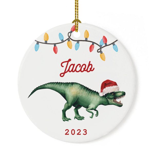 Custom Dinosaur Porcelain Christmas Ornament Keepsake for kids, Set of 1 Cheap
