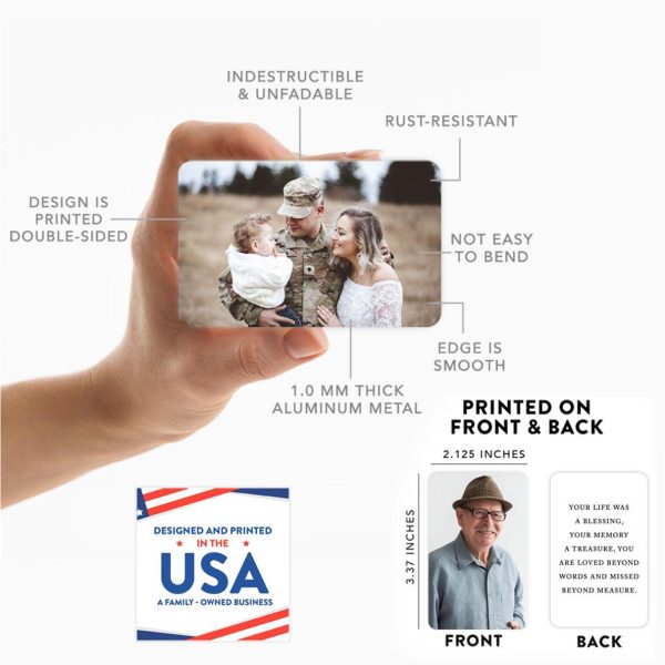 Custom Metal Wallet Photo Card Two Sides Custom Picture, Text, or Quote Message on Sale - Image 2