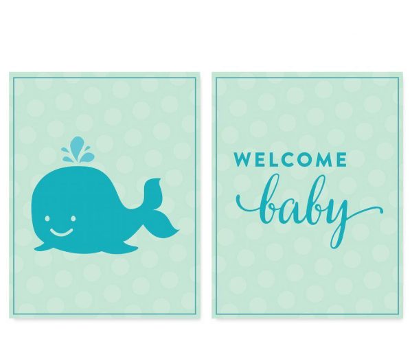 Boy Whale Nautical Baby Shower Party Signs & Banner Decorations Fashion