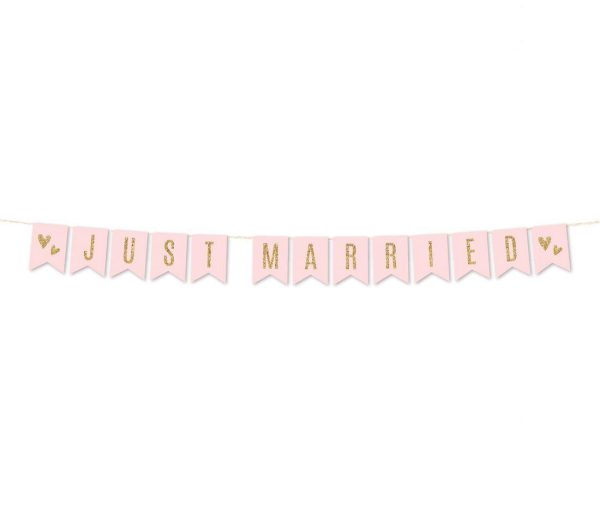 Blush Pink Gold Glitter Print Wedding Hanging Pennant Banner with String Online Sale - Image 4