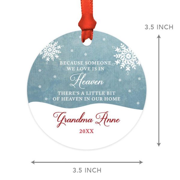 Custom Memorial Christmas Ornament, There s a Little Bit of Heaven in Our Home, Rustic Deer Winter Snowflakes Cheap - Image 5