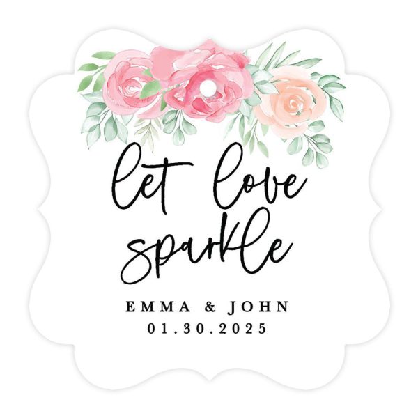 Custom Fancy Frame Let Love Sparkle Paper Tags, Hang Tags For Wedding Sparklers, Design 1 Online Hot Sale